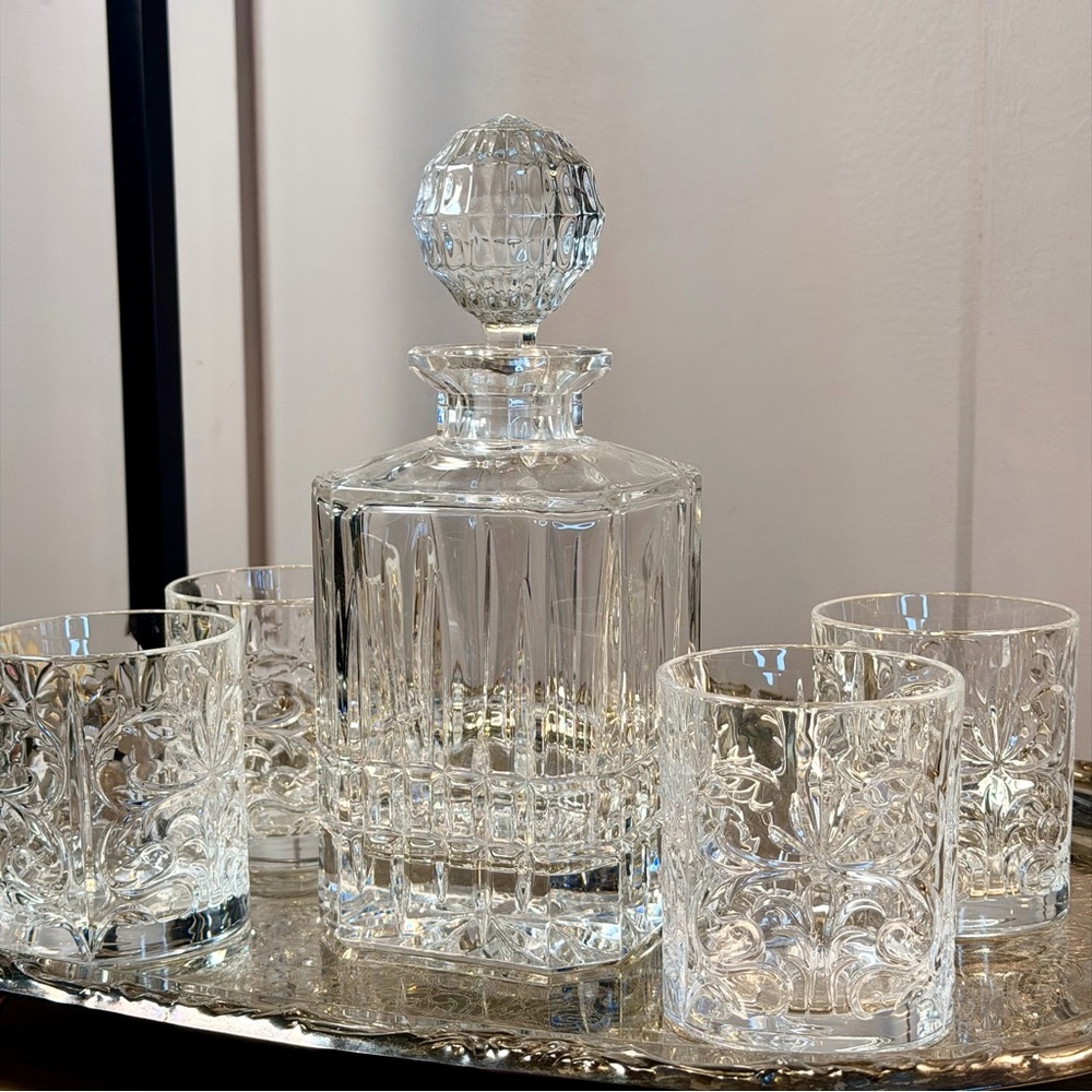 Crystal Bohemia Decanter And Whiskey Glass 5 Pieces Set